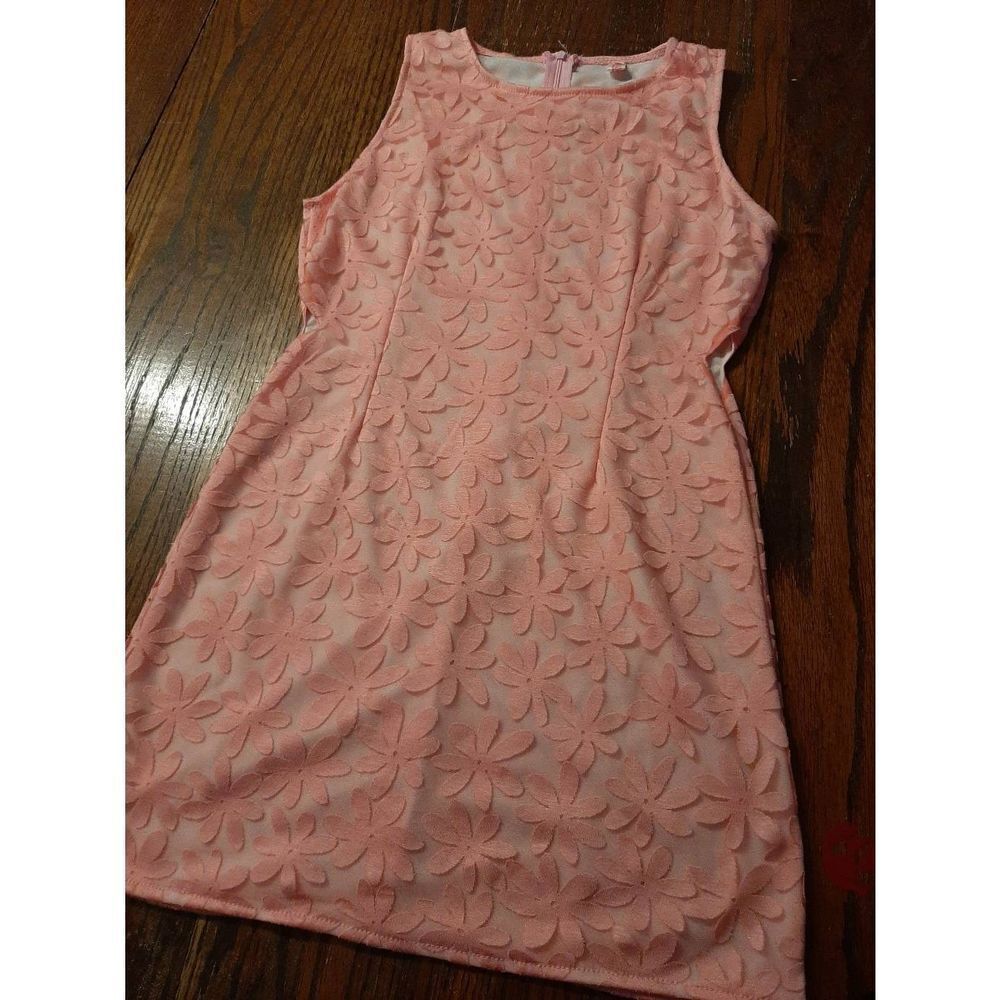 Girls Medium Hanosome & Honey Pink Floral Sleeveless Dress with Waist Cut Outs